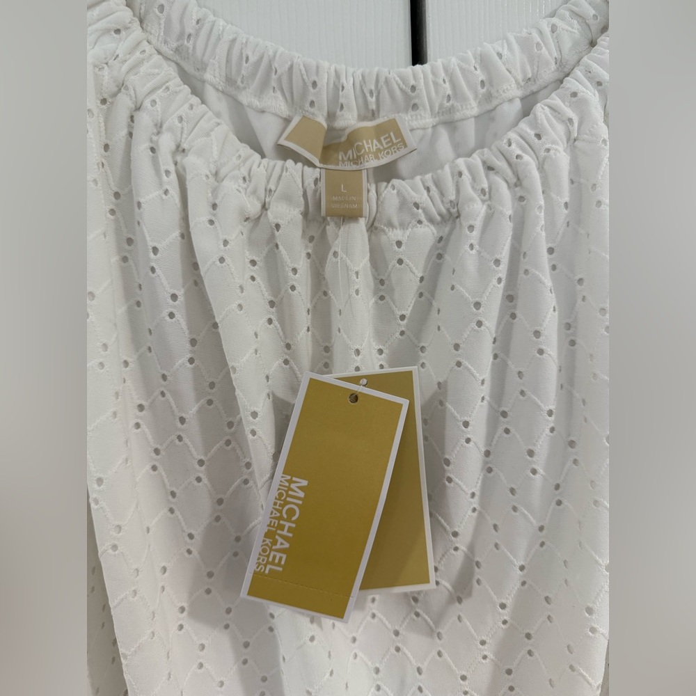 Michael Kors White Eyelet Split Sleeve Top - Picture 4 of 8